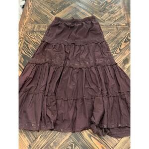 Y2K Fairy Tiered Cottage Core Skirt Women Floral Grunge Gypsy Chocolate Brown